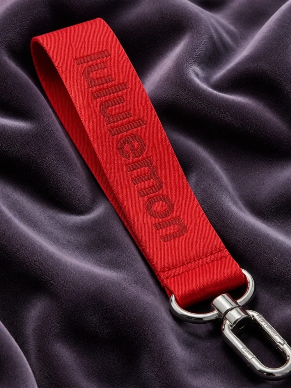 NWT Lululemon Never Lost Keychain Red Cranberry Silver